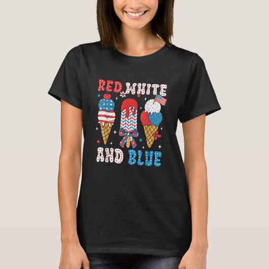 赤白青ポッキリUSAフラグ愛国 Tシャツ (正面)