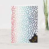 赤白青ポーズブラックおもしろいキャットパパ カード (正面)