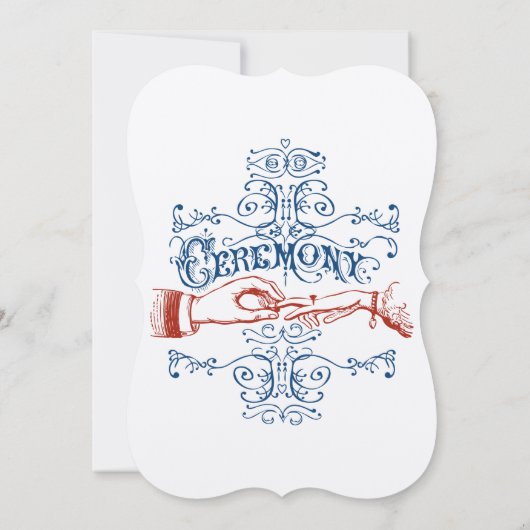 赤白青モダンヴィンテージタイポグラフィ招待状 招待状 (裏面)