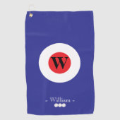 赤白青モノグラム名 ゴルフタオル (正面)