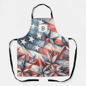 赤白青モノグラム エプロン (正面)