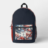 赤白青モノグラム プリントバックパック (正面)