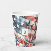 赤白青モノグラム 紙コップ (正面)