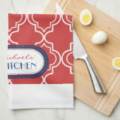 赤白青モロッコトレリスモノグラム キッチンタオル (四つ折り)