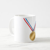 赤白青リボンの金メダル受賞 コーヒーマグカップ (正面左)