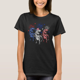 赤白青レックス恐竜の花火7月B日4日 Tシャツ