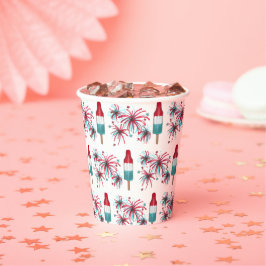 赤白青ロケポップ・アートのットポプシクル花火USA 紙コップ