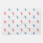 赤白青ロブスターパターン愛国的 キッチンタオル (横)