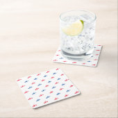 赤白青ロブスターパターン愛国的 スクエアペーパーコースター (インサイチュ)