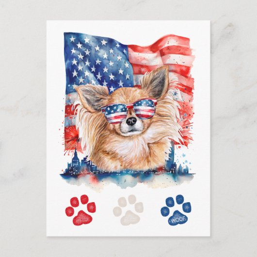 赤白青ロングヘアチワホアドッグ7月4日 シーズンポストカード (正面)