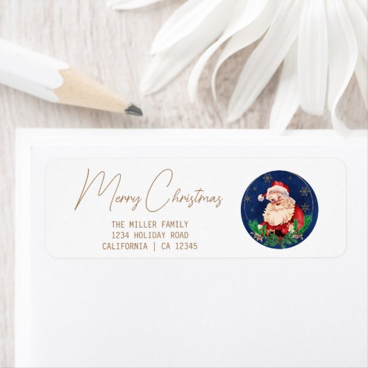 赤白青ヴィンテージクリスマス差出人住所 ラベル (インサイチュ)