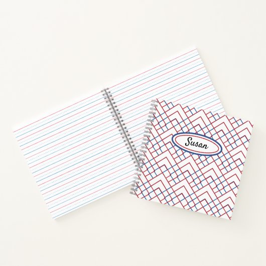 赤白青三角形グリッドスケッチブックジャーナル ノートブック (内部)