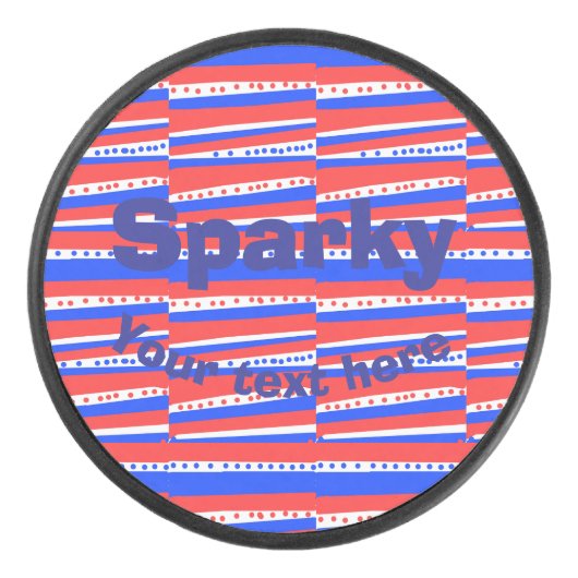 赤白青円のストライプ アイスホッケーパック (正面)