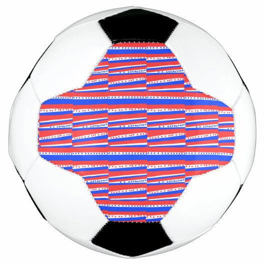 赤白青円のストライプ サッカーボール (正面)