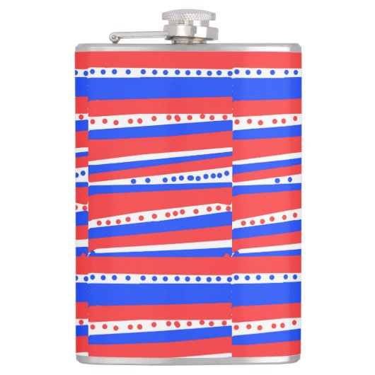 赤白青円のストライプ フラスク (正面)