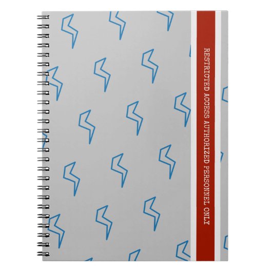 赤白青制限付きアクセス稲妻ボルト ノートブック (正面)