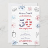 赤白青合同50歳誕生日パーティー 招待状 (正面)