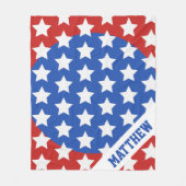 赤白青名前をカスタムすると愛国星 フリースブランケット (正面)