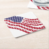 赤白青国旗デザイン紙コースター スクエアペーパーコースター (アングル)