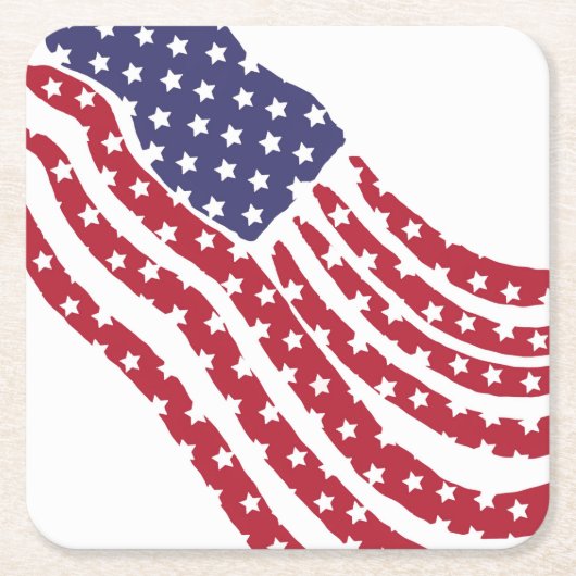 赤白青国旗デザイン紙コースター スクエアペーパーコースター (正面)