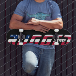 赤白青堅牢ギーク米国国旗 スケートボード