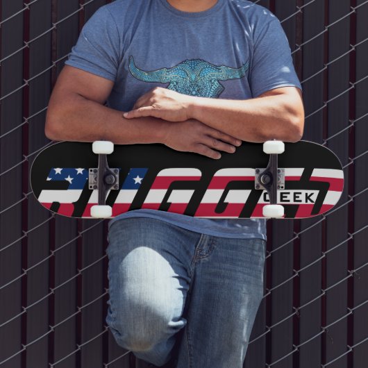 赤白青堅牢ギーク米国国旗 スケートボード (室外3)