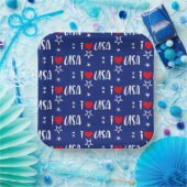 赤白青大好きアメリカ柄 ペーパープレート (パーティー)