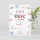赤白青完璧な年1歳の誕生日パーティー 招待状 (スタンド正面)