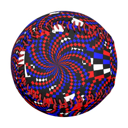 赤白青市松模様にス・スパイラル 野球ボール (正面左)