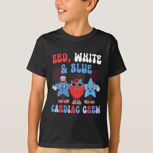 赤白青心臓病乗務員心臓病学Cath Lab 4t Tシャツ (正面)
