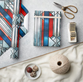 赤白青愛国ステンドグラス7月4日 ラッピングペーパー