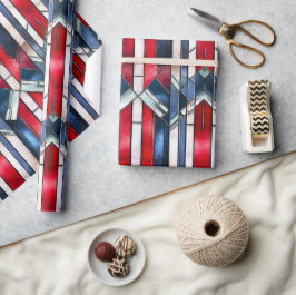 赤白青愛国ステンドグラス7月4日 ラッピングペーパー