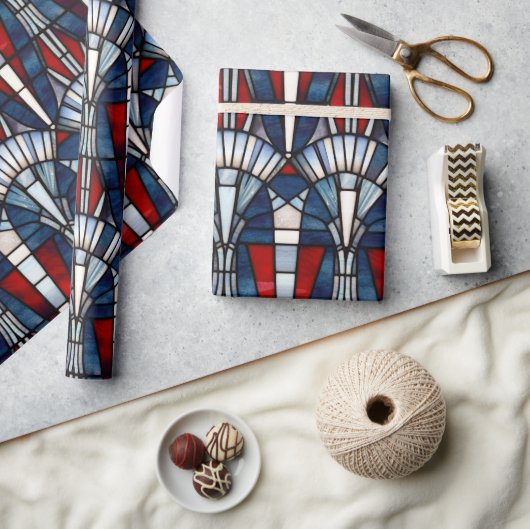 赤白青愛国ステンドグラス7月4日 ラッピングペーパー (クラフト)