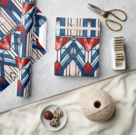 赤白青愛国ステンドグラス7月4日 ラッピングペーパー