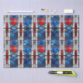 赤白青愛国ステンドグラス7月4日 薄葉紙 (クラフト)