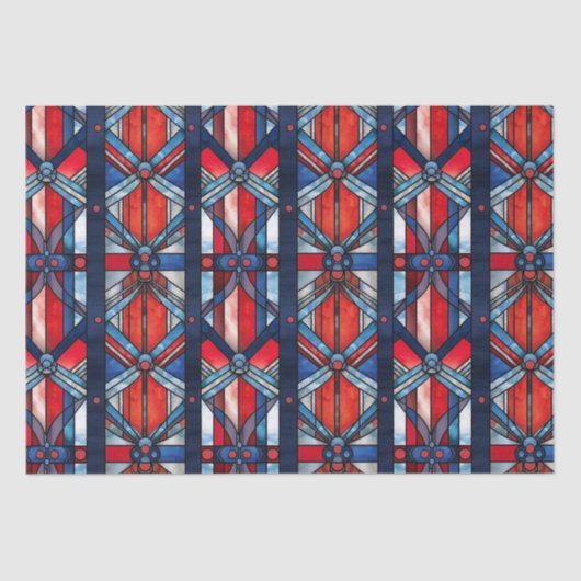 赤白青愛国ステンドグラス7月4日 薄葉紙 (正面)