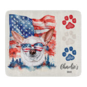 赤白青愛国チワワ犬のおやつ カッティングボード (正面)