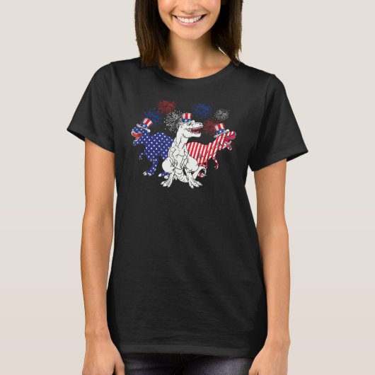 赤白青愛国レックス7月4日 Tシャツ (正面)