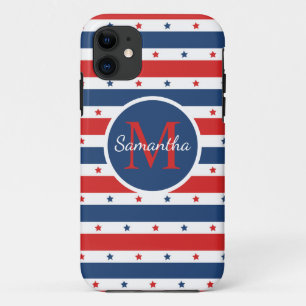 赤白青愛国星ストライプ iPhone 11 ケース