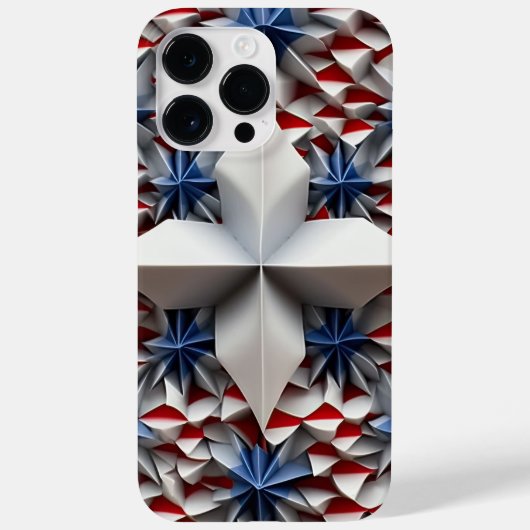 赤白青愛国的なアメリカのスター Case-Mate iPhoneケース (裏面)