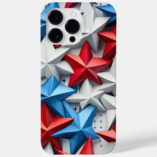 赤白青愛国的なアメリカのスター Case-Mate iPhoneケース (裏面)