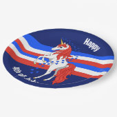 赤白青愛国的なアメリカのユニコーン ペーパープレート (アングル)