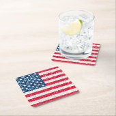 赤白青愛国的なアメリカ合衆国国旗のパーティー スクエアペーパーコースター (インサイチュ)