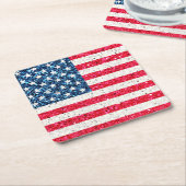赤白青愛国的なアメリカ合衆国国旗のパーティー スクエアペーパーコースター (アングル)