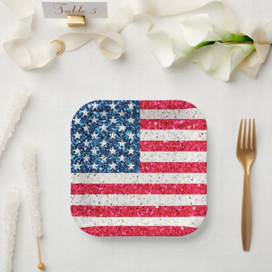 赤白青愛国的なアメリカ合衆国国旗のパーティー ペーパープレート (ウェディング)