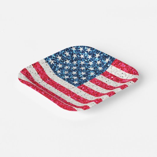 赤白青愛国的なアメリカ合衆国国旗のパーティー ペーパープレート (傾斜あり)