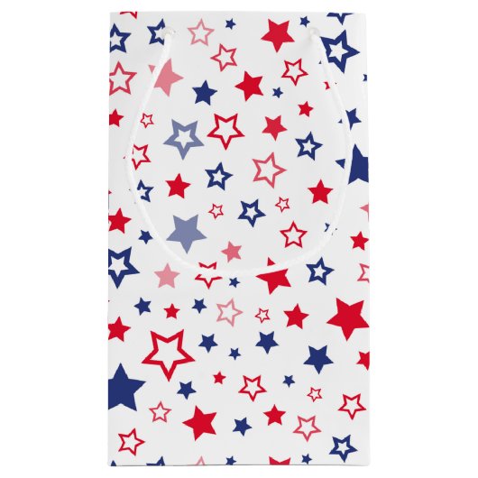 赤白青愛国的な星模様 スモールペーパーバッグ (裏面)