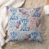 赤白青愛国的な7月の花火 クッション (ブランケット)