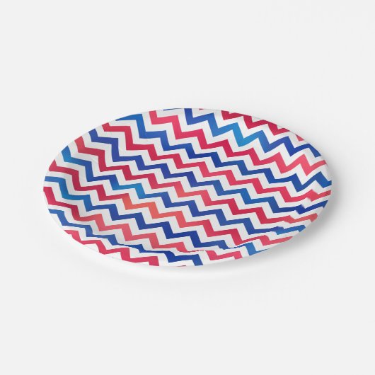 赤白青愛国的シェブロンジグザグストライプ ペーパープレート (アングル)