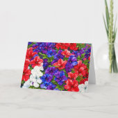 赤白青愛国的ペチュニアフラワーアート カード (正面)